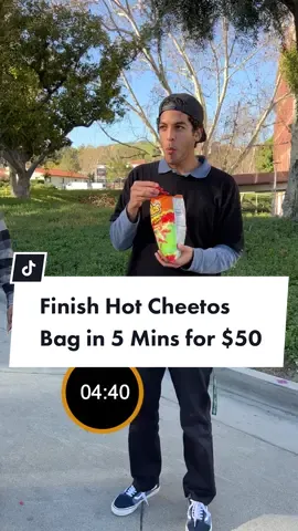 Can you finish a bag of hot cheetos in 5 minutes? #strangers 