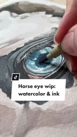Throwback to the creation of this blue horse eye I’ve made last year 🩵 The piece is made with watercolor and ink drawing on paper.   #accadeoggi #eyepainting #horseart #watercoloring #watercolorpainting #watercolorart #inkdrawing #inkdrawingprocess #horseartwork 