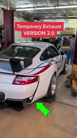 Prepping the Slantnose for the drive to the PCA Swap Meet this Saturday! (Quick and dirty exhaust setup until we put the final engine in and fabricate the fancy one.) #autobody #cartok #porsche #widebody #metalshaping #welding 