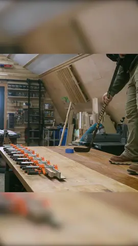 There is 1 and only 1 way to unclamp a hockey stick project. #palletwood #woodworking #hockeystick 