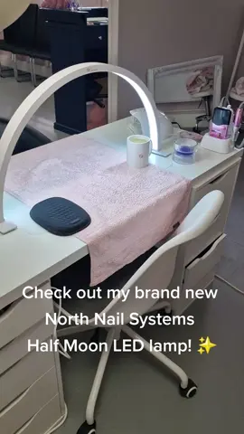 Nail Tech Alert! ✨️Look at this brand new North nail systems half moon crescent LED desk lamp nail light ❤️ #halfmoonledlight #nailtechlamp #newdesklamp  #northnailsystems #nailtech 