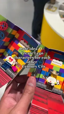 Date idea - create lego characters for each other 🫶🏻🧱 less than $30 for two! This was at the📍century city Westfield Lego store. I created his & he did mine + we added a cute little message in the back ❤️ love our little drawings🌻 🚀 #legostore #westfieldmall #centurycitymall #centurycity #datenightideas #cheapdateideas #thingstodoinla #personalizedgifts #legocharacters #lego 