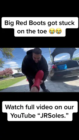 MSCHF Big Red Boots got stuck 😭 . #fyp #foryou #complex #viral #movie #stuck #bigredboots #trending 