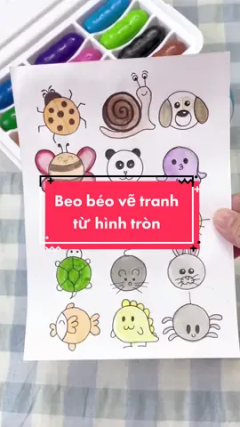 [Part3] Thử thách vẽ con vật từ 15 hình tròn #dayvechobe #vetranh #dochoitreem #tulamdochoichocon 