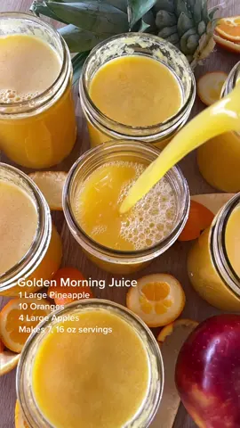 Pineapple Orange Apple⬇️⬇️⬇️ use the Namawell J2 Juicer it really gets the juice out of my produce. Use code JEANETTE10 for 💸 $55 off J2 Juicer!  1 Large Pineapple  9 Oranges 3 Large Apples  ( love cosmic crisp)  Makes 7, 16 oz servings  These fruits and veggies are known to support gut health packed with nutrients and vitamins. As always I’m not a dietitian so consult with one on what’s best for you!  🍊Oranges: High in vitamin C and potassium. High in folate which is important in health red cell formation, growth, and function. High in antioxidants and supports heart health. Anti- Inflammatory properties.  🍍Pineapple: contains bromelain, a group of enzymes linked to health benefits, such as reduced inflammation, improved digestion, and stronger immunity. Reduce inflammation.  🍎Apples: packed with vitamin C- help support immune system. Support skin health. Support metabolism and liver health. Protects your body damage from toxins.  Cold pressed Juices last up to 72  hours (nutrient wise). It’s always best to drink right away but I understand that not everyone can do that. People get busy with work and other things. So this is to help make juicing easier. If you need longer freeze to preserve the nutrients and thaw when ready to drink. Or cut this recipe in half and juice the other half later in the week. 🧊🧊🧊 ➡️HOW I FREEZE MY JUICES VIDEO IS PINNED ON MY PROFILE.⬅️ Eating fruits and veggies is ideal, but Juicing is my preference when it comes to getting my fruits and veggies intake! Do whatever works best for you in getting your fruits and veggies whether that’s juicing, blending or eating them. #howtojuice #batchjuicing #batchjuice #juicingrecipes 
