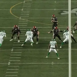 Have a plan when rushing the passer. In this clip we see the DT: ➡️Threaten the outside shoulder of the Guard ➡️Work an Arm Over move back inside ➡️Stay Vertical and not get washed If the plan doesn't work, be ready with a Plan B and C. (ie. Counter Moves and Pursuit.) #sports #canadianfootball #football #dline #defensiveline #passrush 