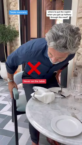 Where to put the napkin when you get up halfway through the meal ? #gentleman#rules#suggestions#tips#manners#table#style#menstyle#foryou#