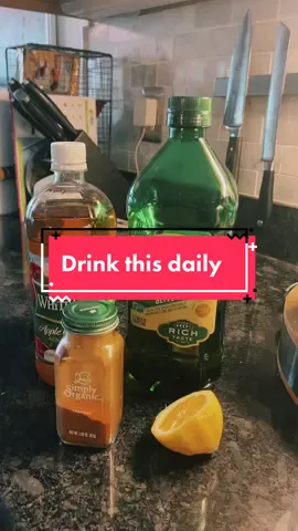 Shot of olive oil, double shot of apple cider, 1/2 teaspoon of cayenne pepper and a sqeeze of lemon. #healthbenefits #dailyshot #cayennepepper  Benefits- Boost the metabolism. Controls blood pressure. Improves digestive health. Relieves pain. helps with hunger 