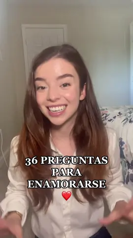Parte 1/2 ❤️  36 PREGUNTAS PARA ENAMORARSE: 1. ¿A qué personaje o celebridad invitarías a cenar? 2. ¿Te gustaría ser famoso? ¿Por qué? 3. Antes de hacer una llamada telefónica, ¿ensayas lo que vas a decir? 4. Describe un día perfecto. 5. ¿Cuándo fue la última vez que cantaste? 6. ¿Prefieres vivir hasta los 90 años o hasta los 60 teniendo el cuerpo y la mente de 30? 7. ¿Tienes una corazonada acerca de cómo vas a morir? 8. Di tres cosas que tengáis en común. 9. ¿Por qué aspecto de tu vida te sientes más agradecido?  10. Si pudieras cambiar algo en como te educaron, ¿qué sería?  11. Cuenta la historia de tu vida en 4 minutos.  12. Si mañana te pudieras levantar disfrutando de una habilidad nueva, ¿cuál sería? 13. ¿Qué le preguntarías a una bola de cristal? 14. Di algo que lleves mucho tiempo deseando hacer y aún no te hayas atrevido. 15. ¿Cuál es el mayor logro que has conseguido en tu vida? 16. ¿Qué es lo que más valoras en un amigo?  17. ¿Cuál es tu recuerdo más valioso? 18. ¿Cuál es tu recuerdo más doloroso?