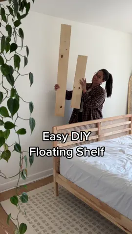 Easy DIY Floating Shelf 🔨 #floatingshelves #easydiy #DIY #diyproject #diyhome #homedecor #fyp #fypシ #bedroommakeover 