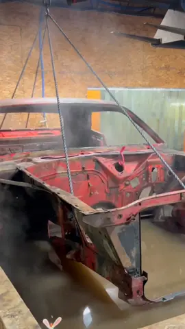 Chemical dipping a very rare 1972 dodge challenger #chemicaldipping #carrestoration #restorationcar #musclecar #musclecarsoftiktok #carrenovation #dodgecharger #1972dodgecharger #americancars #vintagecar #classiccar #oldamericancar #olddoge 