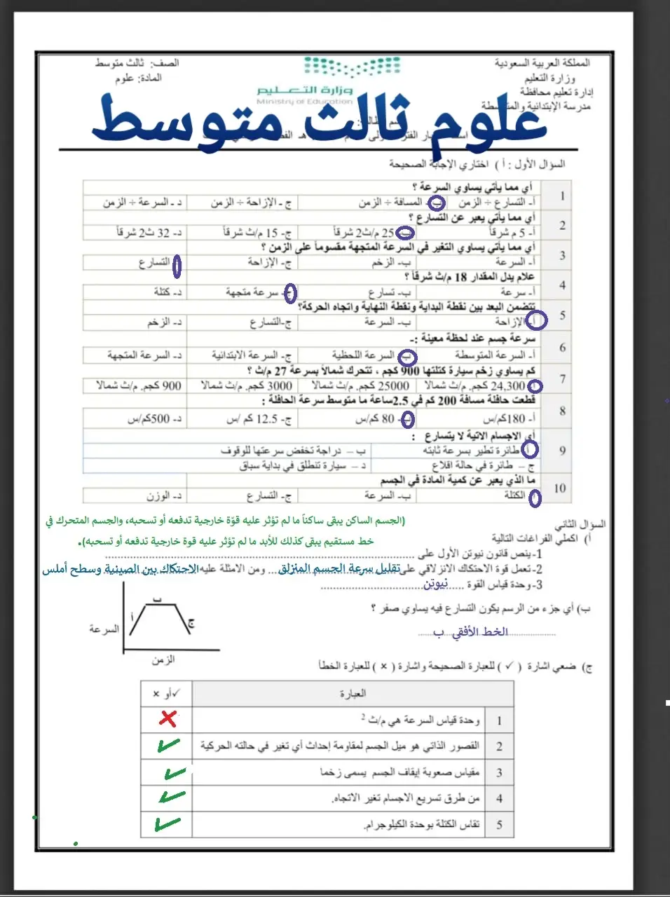 علوم ثالث متوسط #اختبارات_فتريه #اختبارات #ثالث_متوسط #متوسط #تعليم #fyp #fpyツ #explore #اكسبلور #اختبارات 