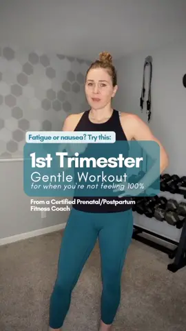 ✨1st Trimester ✨ Gentle Workout for when you're not feeling 100% The main barriers to starting active in the first trimester are extreme fatigue and morning (or all day 😬) sickness. First off, it is absolutely ok if you don't feel up to workouts at all. Many individuals (including myself) opt to mainly rest during the first few months. Give yourself permission to do this.  If you do have time throughout the day where you don't feel like garbage, try this gentle workout for some light activity.  This can be bodyweight only, or add in some light dumbbells. 1-3x through | 6-12 reps each | rest as needed Comment with questions, like, and save for later! Cues ☑️ Breathe into your side body and rib cage ☑️ Focus on pelvic floor and core engagement ‼️ Always check with your medical provider to get clearance for prenatal exercise ‼️ NOTE: I'm a Certified Prenatal/Postpartum Fitness Specialist  #homeworkout #strengthworkout  #postpartumworkout #postpartumfitness #postpartumexercise #fitpregnancy #pregnancyexercise #strongpregnancy #pregnancyworkout #strongmom #prenatalexercise #prenatalworkout #prepostnatalexercisespecialist #activepregnancy #maternity #pregnancyfitness #Fitness #pregnancy #postpartum  #1sttrimester #2ndtrimester #3rdtrimester #morningsickness #pregnancyfatigue