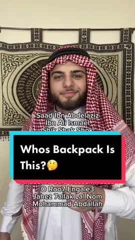 Whos backpack is this? 🤔 #arab #funny #fyp 