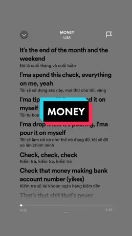 Money💵 🥀#lisa #music #lyric #fyp #viral #trendingsong #thinhhanh #xuhuong #tramy776 #my_licee🍀 