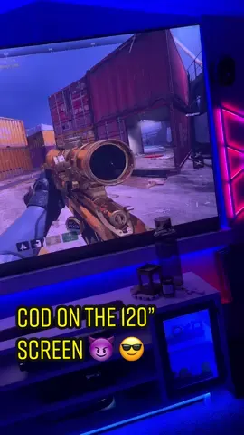 Playing COD on the 120” screen 😈 #cod #codwarzone #callofduty #warzone #projectorscreen #nanoleaf #vividstormscreen #hisenseprojector #quicktechav