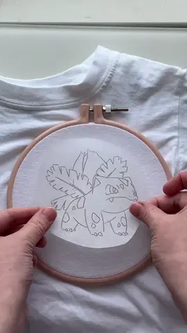 A year ago I made a shirt with Squirtle this year will be Ivysaur 🌱 #pokemon #embroidery #ivysaur #squirtle #blastoise #starterpokemon 