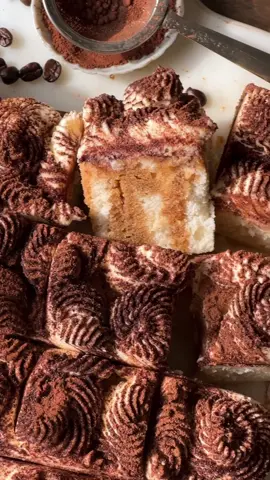 TIRAMISU CAKE ☕️✨ Fluffy vanilla cake soaked with coffee syrup, topped with luscious mascarpone cream and dusted with cocoa powder 🤎 #tiramisu #tiramisucake #mascarpone 