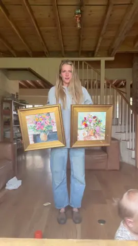 My neighbor who owns @boltranchstore just dropped off these beautiful peices that  @Chantry Brewer painted for my mom and i! These are inspired by arrangements my dad did ✨❤️