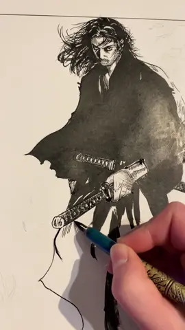 First drawing using a dip pen😳 #vagabond #vagabondmanga #takehikoinoue #vagabonddrawing #miyamotomusashi 