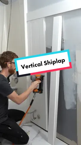 What do you think about vertical shiplap? #shiplap #bathroomremodel #diyhomedecor #tysonmoorebuilds 