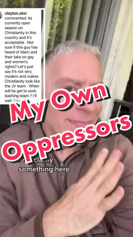 Again, I am unqualified to speak first person of what its like to be gay in a Muslim country. Thats why I only criticize my OWN oppressors. #christianity #christians 