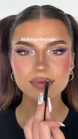 Makeup therapy🤍 products: @REVOLUTION  (ad) Crystal Aura Fixing Spray Energy Fix, Crystal forever forever flawless shadow palette amethyst, crystal aura lip oil amethyst, @Benefit Cosmetics UK porefessional smooth sip moisturiser, precisely my brow pencil 5 and 24hr brow setter @Kosas revealer foundation, @Rare Beauty encourage liquid blush @L’Oréal Paris telescopic mascara