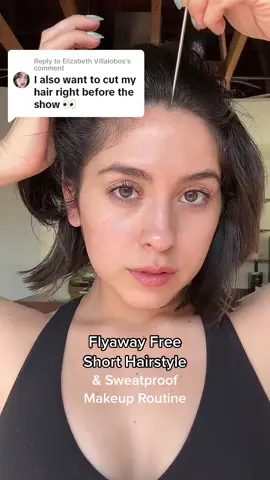 Replying to @Elizabeth Villalobos might be my fave look yet 🥹🩰#dancerhairstyle #shorthairstyles #flyawayhair #sweatproofmakeup 