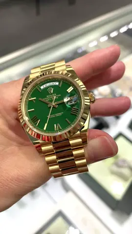 Brand new Yellow Gold Rolex Day-Date with Green dial  #beauty #rolex #daydate #yellowgold #greendial #jewelry #highsociety #luxury #luxurywatch #hardtofind #challenge 