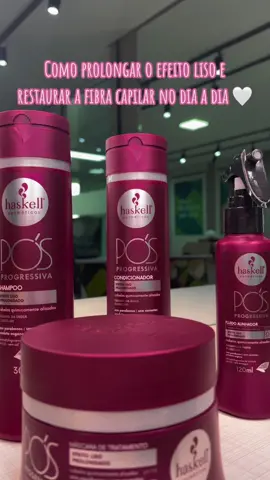 Quer prolongar o efeito liso com cuidados no seu dia a dia? 🤔 Temos a solução perfeita 💕 #produtoshaskell #posprogressiva #dicasdebeleza #cabelosliso #cosméticos #cuidadosdiarios