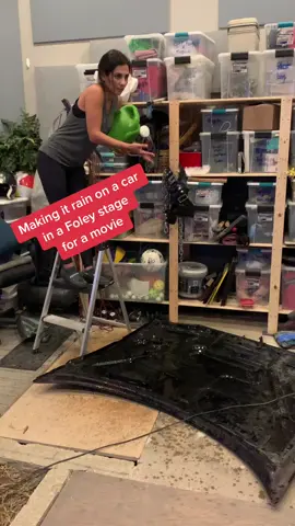 Making it rain on a car in a Foley stage for a movie #reelfoleysound #foley #foleyartist #asmr #soundformovies #foleystage #rainindoors #rainoncar #foleyrain #car