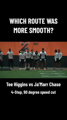 Tee Higgins vs Ja’Marr Chase. Which WR ran the smoother route and why? #cincinnatibengals #cincinnati #bengals #bengalsfootball #routerunning #receiverschool #widereceiver #widereceivers #routes #footwork #nfl #nflfootball 