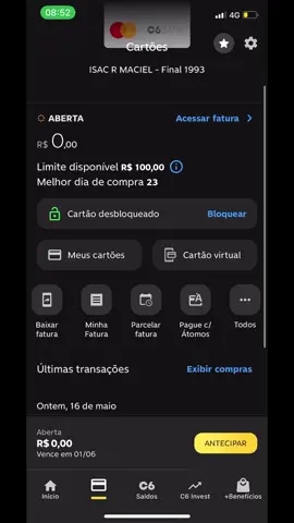 C6 aumento de limite cartão de crédito #dinheiro #marketingdigital #empreendedorismo #investimentos 