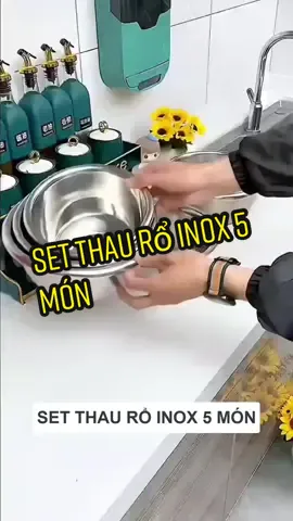Set 5 món rổ và thau inox #dodungnhabep #dodungtienich #dodungtrongnha #set5monthauroinox #thauroinox 