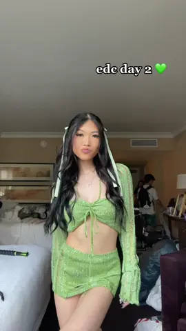 💚💚💚 #fyp #foryou #asian #edc #musicfestival #edclv #rave #edclasvegas #edcfit #ravefit #raveoutfit #electricdaisycarnival 