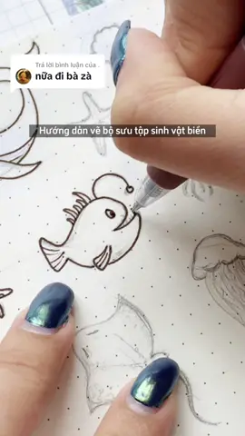 Trả lời @. Tiếp phần hai hướng dẫn vẽ cá vô tri vô giác nè mí bà 🦀 #drawing #artwork #artjournal #họcvẽcơbản #bulletjournalcover #journaling #BulletJournal 