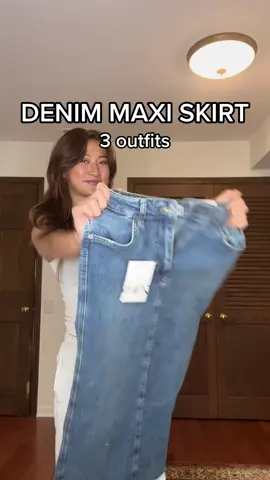 denim maxi skirt outfits 