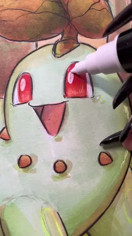 Una 🍐 muy otoñal🍂 #pokemon #arte #fanart #chikorita #dibujo #artistsoftiktok #parati 