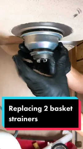 Replacing 2 kitchen sink basket strainers 💦 #plumbing #plumber #fyp 