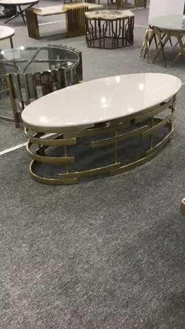 Oval coffee table artificial marble on top pvd coating stainless steel in golden color  #marblecoffeetable #coffeetable #ovalcoffeetable #furniture #furniturefactory #furnituremanufacturer #furnitureexporter #furnitureuk #furniturecanada #furnitureaustralia #marblecoffeetable