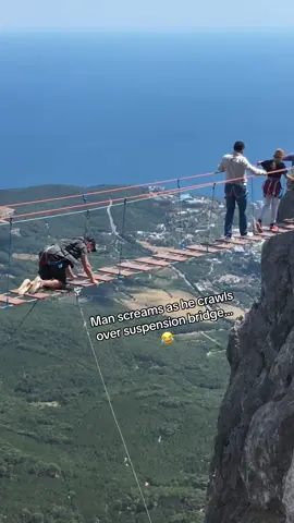 Pretty acurate reaction to be honest 😂🎥@ViralHog #fear #bridge #scream #wtf #heights #travel #traveltok #viralhog #viral #scary #comedy 