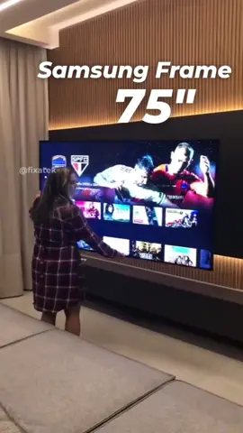 Articulação de 180 graus dessa TV Samsung The Frame de 75 polegadas com o suporte gigante com braço de 1 metro 🚀🚀🚀 Modelo suporte FT-84100 FIXATEK
