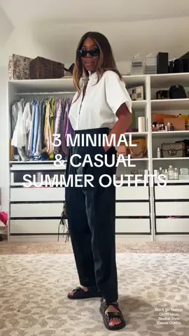 Styling black and white for summer. #minimalstyle #blackoutfit #casualoutfits #summeroutfit #blackgirltiktok #blackgirlluxury #blackgirlfashion #outfitideas #style 