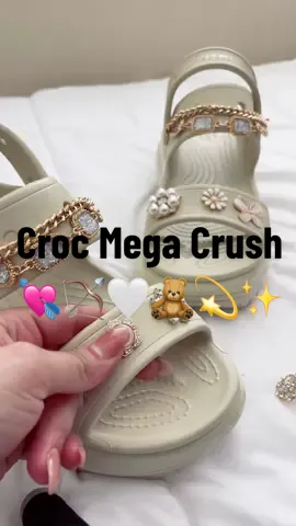Croc Mega Crush 💘🏹🤍🧸✨💫 #crocmegacrush #crocs #crocjibbitz #crocbling #crocdecorating #cutecrocs 