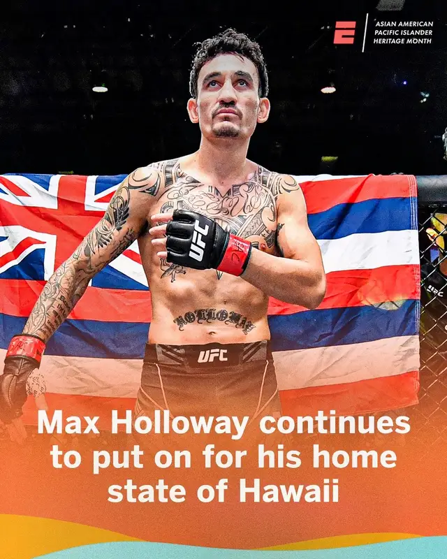 #MaxHolloway continues to make his mark in MMA while representing Hawaii 🌺 #UFC #mma #hawaii #aapi #aapiheritagemonth 
