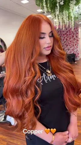 Copper on virgin long hair 🧡🧡 #fyp #foryoupage #trending #viral #copperhair #azhairstylist #beautyparloursalon 