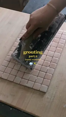 Tiled trays coming soon 🤭💫 #tiles #tiledesign #tilefurniture #shop #SmallBusiness #tray #grout #grouting #asmr #asmrsounds #asmrvideo #visualasmr #fyp 