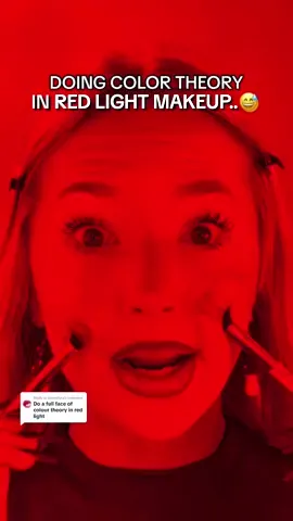 Replying to @bjarmityra Doing COLOR theory MAKEUP in red LIGHT😱 Spooked to see what the base makeup looks like! We tried mixing blue concealer, red blush & white concealer✨ Def seems like glowy base makeup & full coverage smooth face makeup!! But difficult to blend makeup in this filter makeup challenge!!😅🫶 #makeupideas #makeuptips #makeuptransformation #creativemakeup #makeupchallenge #filterchoosesmymakeup 