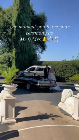 Your sign to get a classic car to drive away in! 🔔🤍🥂💍 #newlymarried #receptionexit #weddingdaytips 