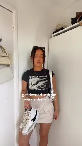 get dressed with me (beer garden edition) ignore my makeup in this xx #OOTD #outfitinspo #cargoskirt #getdressedwithme 